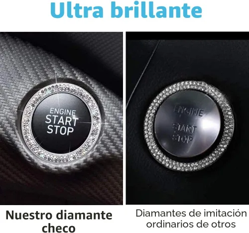 Vista 3 de ToBeQueen Anillo de cubierta de botón de arranque con diamantes de imitación, interior de diamantes de imitación de cristal para principiantes