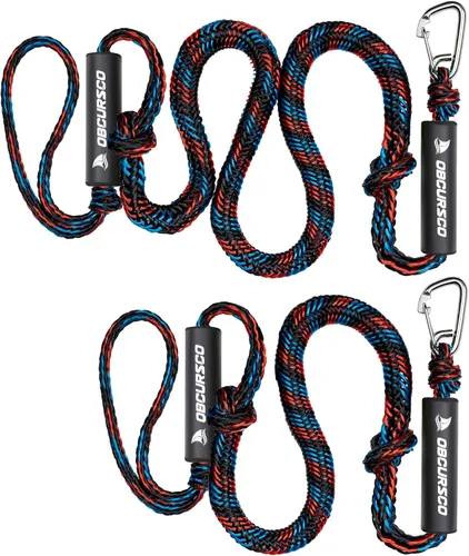 Vista 11 de Obcursco Líneas de muelle elásticas para barco, cuerda de amarre con clips de acero inoxidable 316, accesorios para moto acuática, PWC, SeaDoo