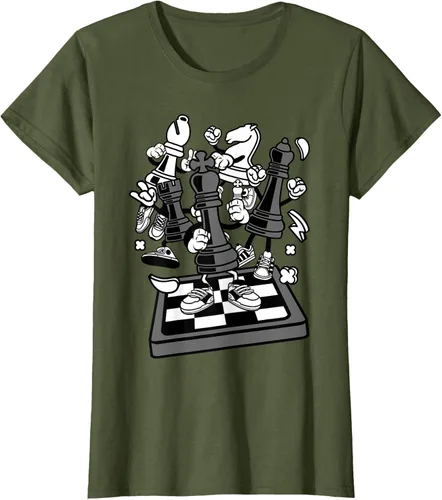 Vista 74 de Figura cómica Camiseta de tablero de ajedrez jugador de ajedrez Azul Marino