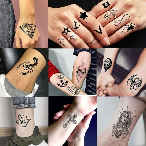 Vista 5 de 70 hojas de tatuajes temporales realistas en 3D de antebrazo, lobo, tigre, león, para hombres y mujeres, brazo del muslo, calavera aterradora