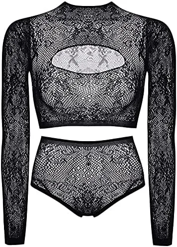 Vista 3 de Buitifo Conjunto de lencería para mujer body de red para dormir sexy