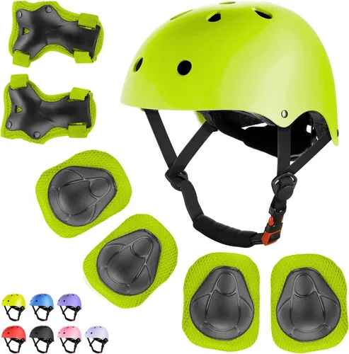 Vista 10 de WayEee Juego de casco de bicicleta para niños, rodilleras, equipo de protección ajustable, 3-14 años