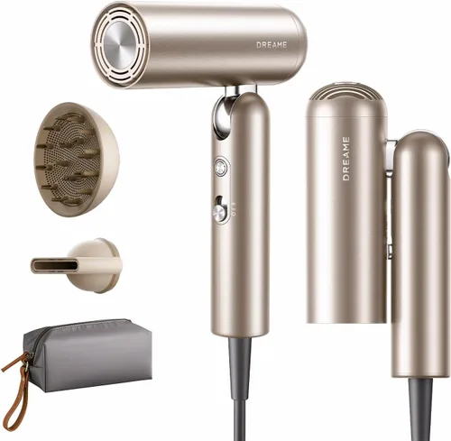 Vista 10 de Dreame Secador de pelo de bolsillo 2026, secador de pelo plegable portátil con difusor, secado rápido, motor sin escobillas de alta velocidad, iones