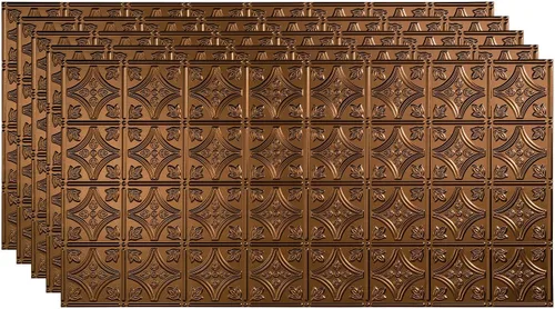 Vista 26 de FASÄDE Panel de techo decorativo de vinilo con pegamento de estilo tradicional y patrón 1 en bronce argente (muestra de 12 x 12 pulgadas)