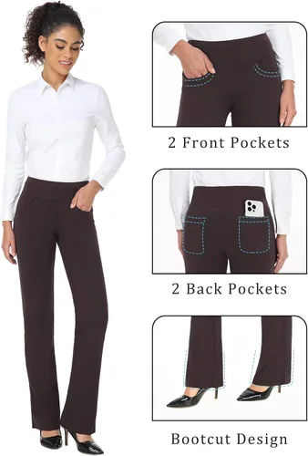 Vista 23 de Safort Pantalones de yoga con entrepierna de 28" 30" 32" 34"más amplios en la parte inferior para botas altas, 4 bolsillos, UPF50+