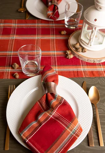 Vista 5 de DII Autumn Pumpkin Spice Kitchen Collection - Decoración de mesa de algodón para otoño/Acción de Gracias, juego de servilletas cuadradas, 20 x 20