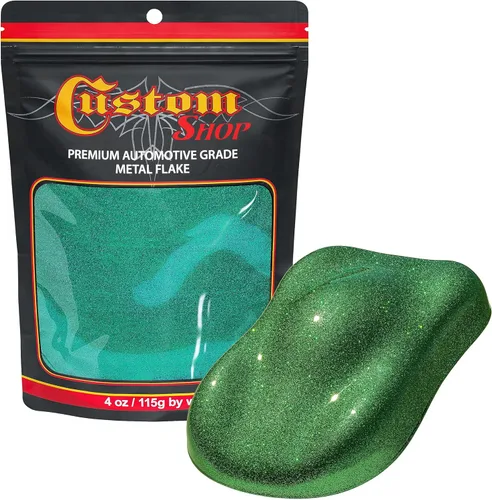 Vista 4 de Custom Shop - Purpurina metálica para pintura automotriz, oro brillante, 4 oz, micro escamas de metal de 0.004" para pintura de automóviles, aditivo