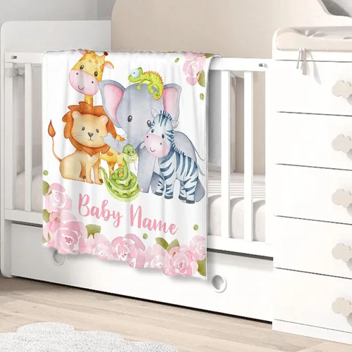 Vista 3 de Manta de bebé personalizada para niñas y niños, manta de bebé personalizada con nombre para niños pequeños, niños, ducha, recién nacidos, guardería