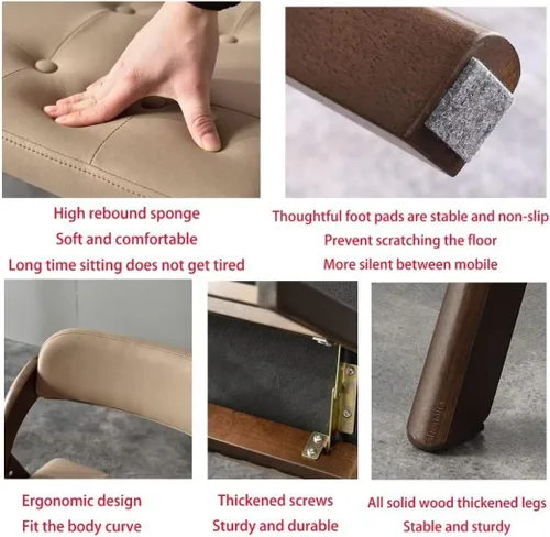 Vista 5 de Sillas de oficina plegables de madera maciza con asientos acolchados, sillas de cocina, ideales para reuniones familiares, adecuadas para comedor