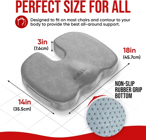 Vista 4 de FORTEM Cojín para asiento de silla (terciopelo, gris) + soporte lumbar
