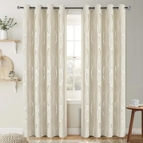 Vista 31 de BUHUA - Paneles de cortinas opacas para sala de estar, cortinas grises con aislamiento térmico, cortinas de ventana para dormitorio - 72 pulgadas