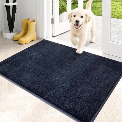 Vista 18 de PURRUGS Tapete para puerta con atrapamiento de suciedad, 20 x 31.5 pulgadas, antideslizante, lavable a máquina, tapete para puerta de perro, tapete