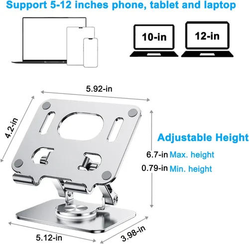 Vista 3 de DCHAV Soporte plegable y ajustable para tableta de dibujo para escritorio, soporte para iPad, elevador de computadora portátil, mesa elevada