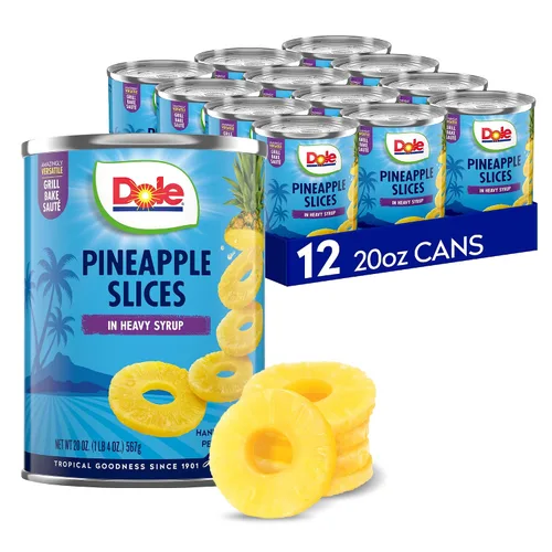 Vista 11 de Dole Fruta enlatada, trozos de piña en almíbar pesado, sin gluten, grapas de despensa, 20 onzas, 12 unidades, el embalaje puede variar
