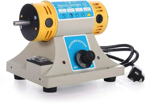 Vista 3 de JIAN YA NA Pulidora del torno del banco de la máquina 110V 350W TM-2 del almacenador intermediario de pulido de roca de la joyería