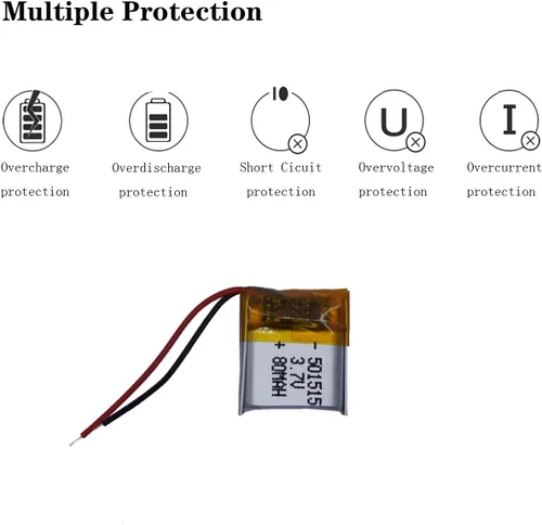 Vista 2 de 3.7V 501515 80mAh batería de iones de polímero de litio recargable batería de polímero con dos líneas