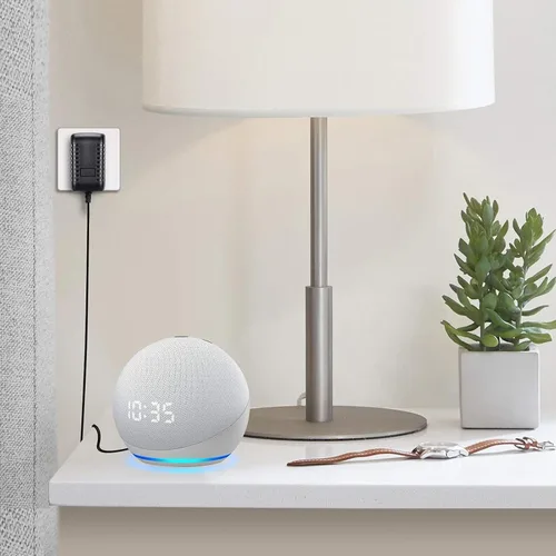 Vista 4 de Cargador de cable de alimentación de 15 W para Alexa Echo Spot, Echo Dot (3ª / 4ª generación / 5ª generación), Fire TV Cube, Show 5, Dot con reloj