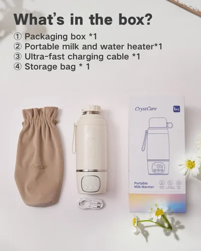 Vista 7 de Calentador de biberones portátil para viajes, calentador de leche materna y fórmula de calentamiento rápido con batería de 16,000 mAh, calentador