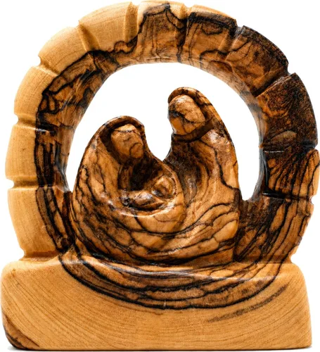 Vista 12 de Zuluf HOF027 - Figura de madera de olivo de 3.1 pulgadas, pequeña Natividad tallada a mano de José, Virgen María y Niño Jesús, inauguración de casa