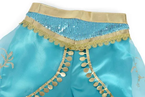 Vista 6 de Jurebecia Princess Costume for Girls Halloween Dress up Fancy Birthday Theme Party Role Play Outfit Blue