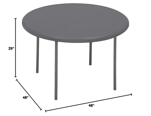 Vista 2 de Mesa plegable redonda de grado comercial indestructible Serie Iceberg 1200, de 600 libras de capacidad, Carbón, 1
