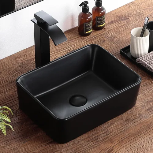 Vista 11 de Lavabo pequeño para baño tipo vasija 11.8"x11.8" pulgadas cuadrado, lavabo de baño de cerámica blanca, lavabos de baño modernos sobre encimera
