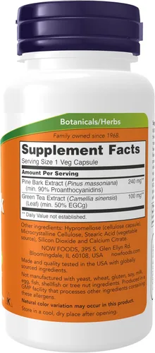 Vista 3 de NOW Foods Extracto de corteza de pino 240 mg, 90 cápsulas vegetales (paquete de 2)