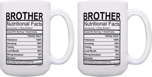 Vista 9 de ThisWear Regalos de graduación para hermano, etiqueta de datos nutricionales, regalos divertidos para hermano, regalo de broma, taza de café