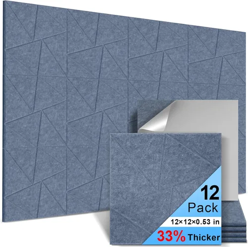 Vista 9 de Paquete de 4 paneles acústicos artísticos autoadhesivos para pared, 16 x 16 x 0.5 pulgadas, paneles acústicos decorativos para pared, paneles