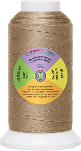 Vista 68 de Mandala Crafts Airforce Blue Tex 70 - Hilo de poliéster para tapicería 1500 Yds T70 UV Resistant Strong Thread for Leather Sewing, Marine