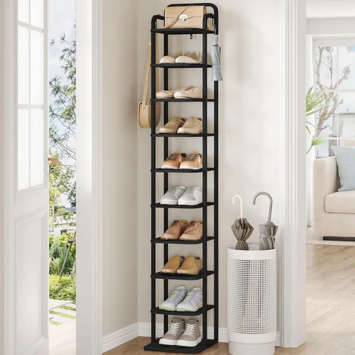 Vista 19 de Hzuaneri - Zapatero vertical, estantes para zapatos, organizador de madera para el armario, entrada, torre de zapatos para espacios pequeños, de pie