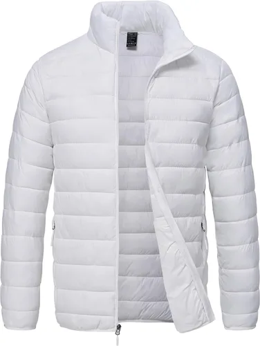 Vista 11 de Rapoo Chaquetas acolchadas para hombre, chaquetas de invierno ligeras, resistentes al agua, resistentes al viento, aisladas