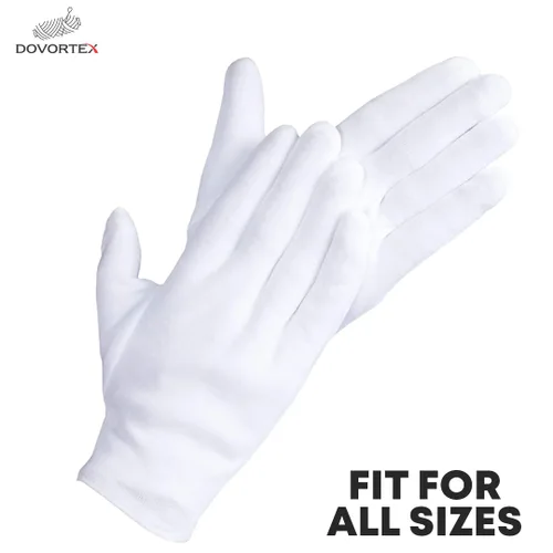 Vista 5 de DOVORTEX - 12 guantes de algodón blanco para eczema, manos secas, hidratación, manejo de monedas e inspección de joyas