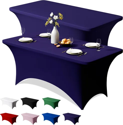 Vista 18 de Trlyc Paquete de 1 mantel rectangular de elastano de 4 pies – 48 x 30 pulgadas, resistente a las arrugas, para bodas, fiestas, banquetes, picnic