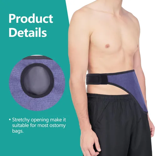 Vista 5 de Cinturón de soporte de ostomía, suministros de ostomía, cinturón invisible para bolsa de ostomía, bolsillo interior para guardar la bolsa de ostomía