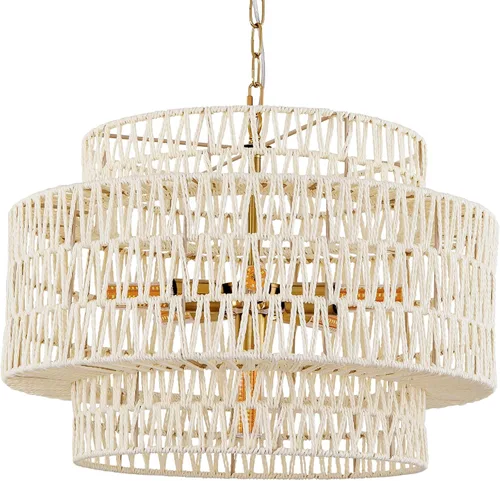 Vista 11 de Luces Colgantes de Cúpula de 15.75 Pulgadas, Luz de Metal Negro Dorado para Comedor, Accesorios de Iluminación de Candelabro Colgante Grande Moderno