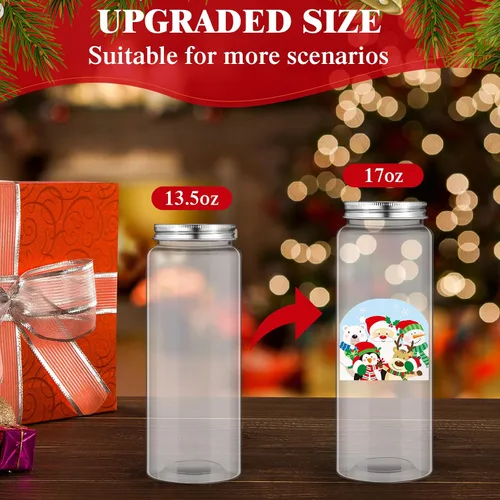 Vista 7 de Skylety 24 piezas de grandes tazas reutilizables de Navidad con tapas y popotes, 17 onzas, vasos de plástico transparente, tazas de Papá Noel
