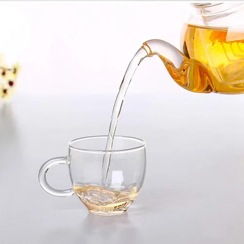 Vista 5 de Tetera de vidrio de 20 onzas con infusor, juego de tetera de borosilicato para té suelto, tés florales, estufa y microondas (20.3 fl oz)