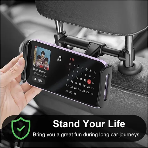 Vista 6 de Soporte para reposacabezas de automóvil, soporte giratorio ajustable de 360 grados, color negro