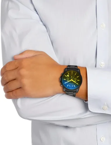 Vista 2 de AX Armani Exchange Reloj cronógrafo para hombre con correa de cuero, acero inoxidable o silicona