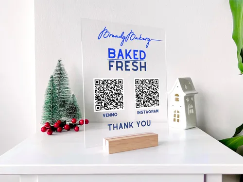 Vista 7 de Letrero de acrílico personalizado para decoración de negocios, letrero QR personalizado, decoración de tienda, redes sociales para negocios, letrero