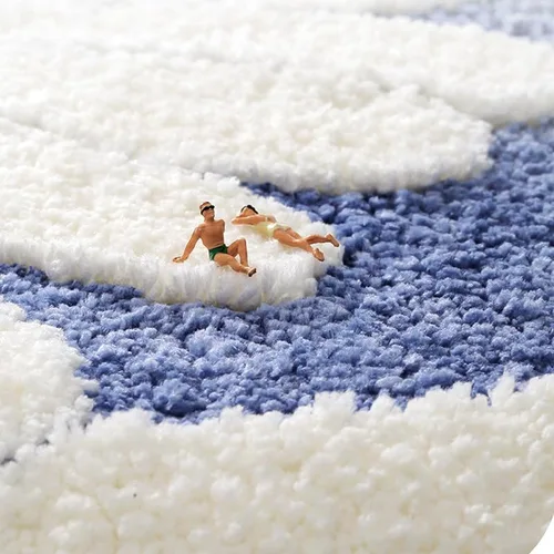 Vista 5 de Tapete de baño suave con diseño de margarita, divertido tapete de baño antideslizante absorbente de agua, lavable a máquina (azul)