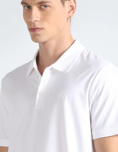 Vista 7 de Calvin Klein Polo de algodón liso con logotipo de monograma para hombre