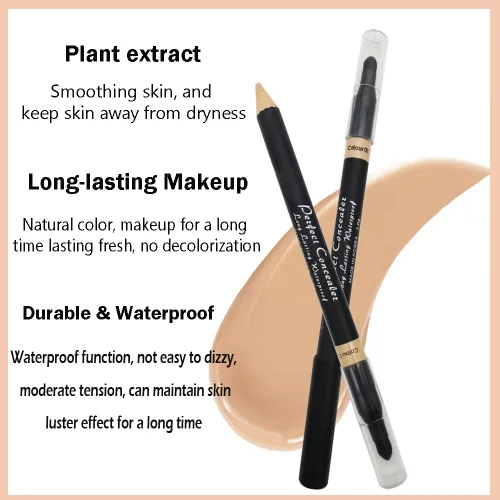 Vista 5 de AKARY Lápiz corrector facial de doble cara 2 en 1, corrector de cejas de doble cara, lápiz iluminador de cejas, corrector profesional impermeable