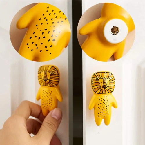 Vista 3 de 5 pomos de cerámica con diseño de animales para niños, puerta de habitación de los niños, armario de habitación de los niños, tiradores de armario