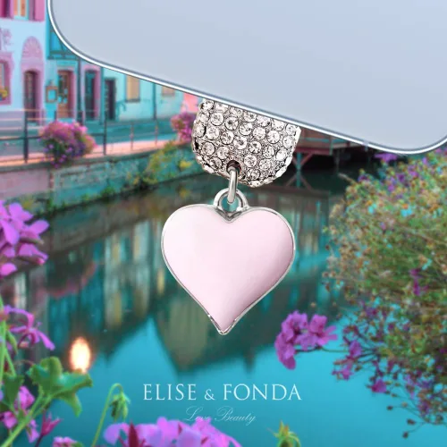Vista 2 de ELISE & FONDA CP604 Puerto de carga USB Cristal Anti Polvo Plug Little Love Heart Phone Charm para iPhone 13/12/11/XS MAX/XR/X/8 Plus/7/6S/8/SE iPad