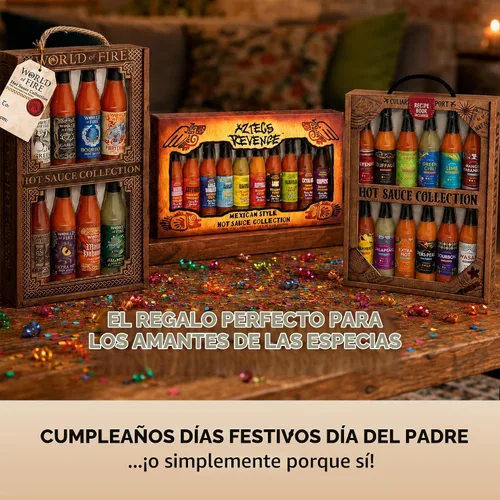 Vista 7 de Set de regalo de variedad de salsa picante estilo mexicano Aztecs Revenge - 10 botellas de salsa picante