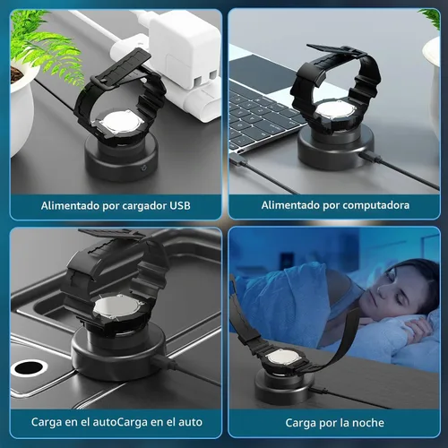 Vista 5 de Cargador de reloj solar, temporizador de apagado de 8H con hombres, mujeres y 3 tapas cuadradas, luz UV LED, carga rápida, relojes Eco Drive Negro