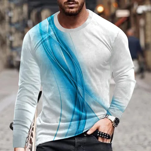 Vista 2 de Muscularfit Camiseta para hombre con estampado divertido de lino, sudaderas atléticas para entrenamiento, casual, holgadas, de manga larga, 2023