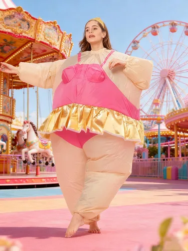 Vista 7 de Disfraz inflable de bailarina gorda para fiesta de Halloween